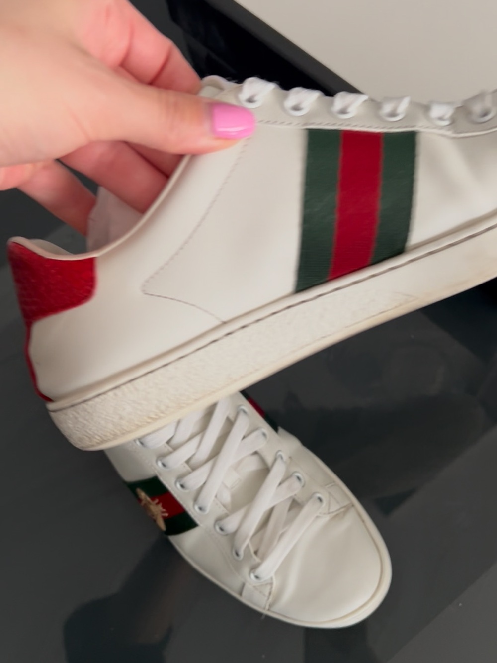 Gucci White Leather Classic Ace Sneakers - Picture 8 of 8